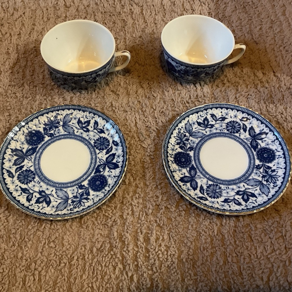 vintage small Hand-Painted Miniature Floral Tea‎ Dishes Set Of Two